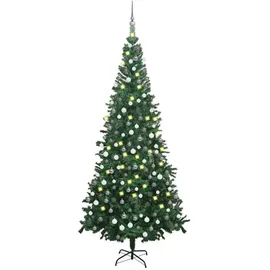 vidaXL Künstlicher Weihnachtsbaum mit Beleuchtung Kugeln Grün 240 cm