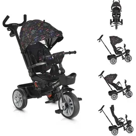 Byox Tricycle Space 3 in 1 Dreirad Getränkehalter, Korb, Schiebegriff, EVA-Räder bunt