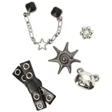 Crocs Unisex-Charms, silberfarben, niedlich, Punk, 5 Stück, mehrfarbig, Einheitsgröße, mehrfarbig, Einheitsgröße