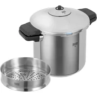 Kuhn Rikon DUROMATIC INOX Seitengriffmodell Set 5.0L/22 cm + Dämpfeinsatz, Pfanne + Kochtopf