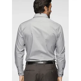 Bruno Banani Langarmhemd BRUNO BANANI, Herren, Gr. 35/36, N-Gr, grau, Obermaterial: 100% Baumwolle, Basic, tailliert, 1-Knopf-Manschette verstellbar, Hemden, Kontrastbesatz