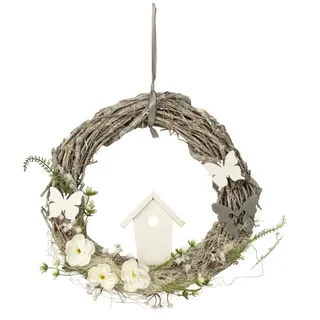 LB H&F Lilienburg Dekohänger Türkranz Frühling Frühlingsdeko Deko Eingang Dekoration Tür (Ostern Osterdeko Fensterhänger Dekohänger Fenster Fensterschmuck Wandschmuck Willkommen Girlande zum Hängen aufhängen Türschild Weide Weidenkranz Rattan Weide natürlich künstliche Blumen Hochzeit Herbst Osterkranz Osterhänger Osteranhänger Dekokranz Sommer außen Blumenkranz Frühlingskranz Fensterbehang Sommer Fensterdekoration Dekoration Tür Dekoaufhänger Holzaufhänger Hängedekoration Fensteranhänger basteln grau
