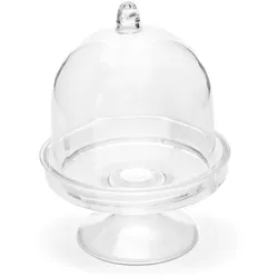 3 Mini Kuchenständer mit Glocke 5x7cm Kunststoff Kuchenglocke mit Fuß Gastgeschenke Hochzeit Geburtstag Deko Cupcake Ständer Tischeko Klar Transparent