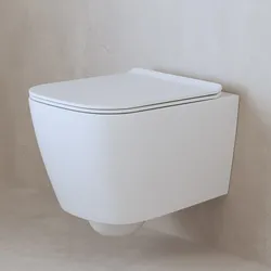ALLUVION Mars Wand-WC kompakt Tiefspüler ohne Spülrand inkl. WC-Sitz, Badkeramik, bianco lucido