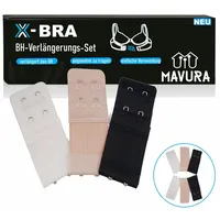 MAVURA BH-Verlängerung X-BRA BH Verlängerung Extender Erweiterung Schwarz Weiß Beige, Haken Verlängerung für 1 bis 2 Haken [6er Set]