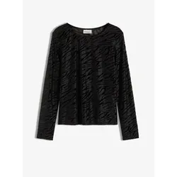 bonprix Langarmshirt mit leichter Transparenz, schwarz, 40/42 (M)