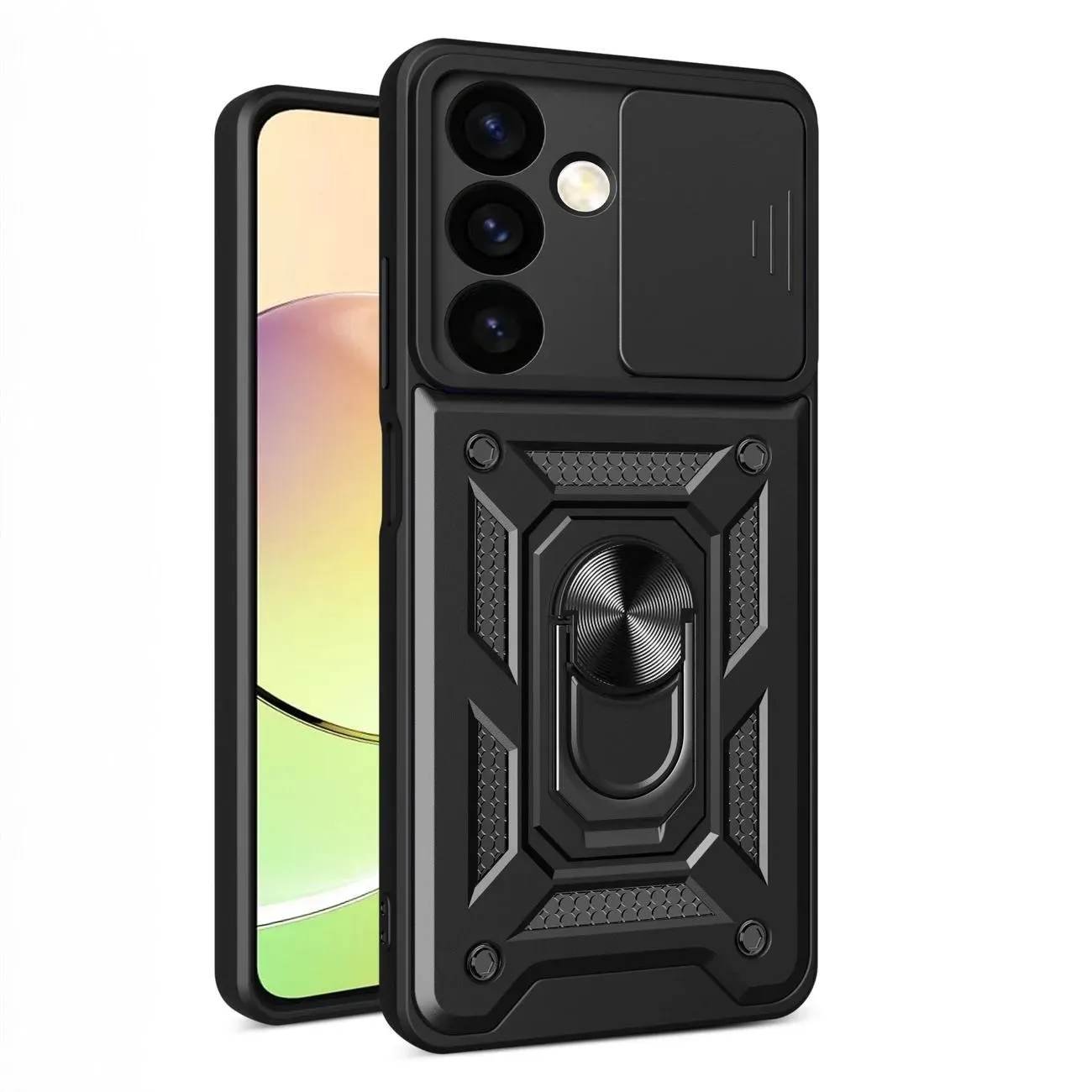 Hybrid Armor Camshield Armored Case For Samsung Galaxy A05S With Camera Cover - Black