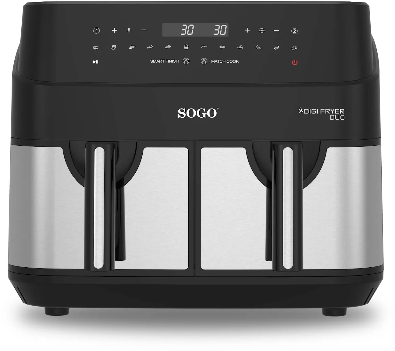 SOGO Multifunktions-Heissluftfritteuse mit Doppelkorb (4,5lx2) - Digital Touch Display - 1750W