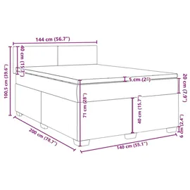 vidaXL Boxspringbett mit Matratze Taupe 140x200 cm Stoff
