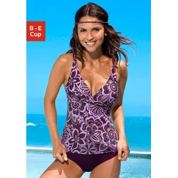 Bügel-Tankini H.I.S, Damen, Gr. 40, Cup D, lila (lila, bedruckt), Polyamid, gemustert, Bikini-Sets, im schönen Floraldesign