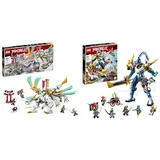 LEGO 71786 NINJAGO Zanes Eisdrache, BAU- und Spielset mit Spielzeugdrachen und 6 Minifiguren & 71785 NINJAGO Jays Titan-Mech