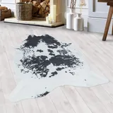 HomebyHome Fell Teppich Flachgewebt Kunstfell Rinderfell Kuhfell Design Wohnzimmer Schlafzimmer 8 mm Florhöhe Waschbar Weich Tierform rutschfest Schwarz, Farbe:Schwarz, Grösse:150x200 cm