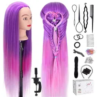 TopDirect 75cm Übungskopf Frisierkopf Friseur 100% Synthetisches Haar Perückenkopf Puppenkopf Trainingsköpfe Friseurkopf Ausbildung Kopf mit Halter + DIY Haare Frisuren Set