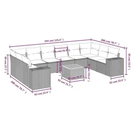 vidaXL Gartensofa-Set 11-tlg. schwarz
