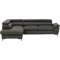 Ecksofa, Anthrazit, Leder, Echtleder, Rindleder, Ottomane links, L-Form, 270x202 cm, Bettkasten erhältlich, Fußauswahl, Lederauswahl, Bettfunktion Hocker erhältlich, Wohnzimmer, Sofas & Couches, Wohnlandschaften, Ecksofas