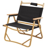 Jawinio Outdoor Campingstuhl Holz faltbar mit Armlehnen Faltstuhl Schwarz