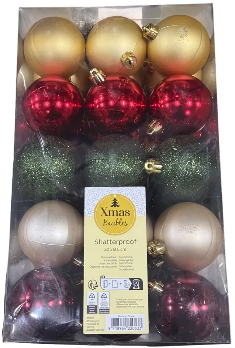 Weihnachtskugeln Baumkugeln Kugeln Christbaumkugeln bruchsicher 30 Stück