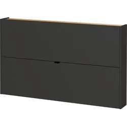 Schuhschrank GERMANIA "Ameca", grau (graphit, navarra, eiche, nachbildung), B:140cm H:83cm T:18cm, Spanplatte, Schränke, ideal für schmale Flure