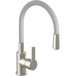 Küchenarmatur FLEXO, biegsamer Wasserhahn Küche, wassersparende Mischbatterie Küche in Edelstahloptik/Grau
