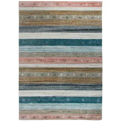 Wollteppich THEKO "Nebraska 2498", bunt, B:140cm H:10mm L:200cm, Wolle, Teppiche, Handweb Teppich, reine Wolle, Gabbeh-Design, gestreift, Wohnzimmer