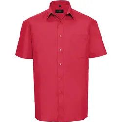 Russell Collection Klassisches Baumwoll Popeline Hemd  Kurzarm, classic red, M