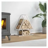 vidaXL Kaminholzregal Kaltgewalzter Stahl 50 x 25 x 60 cm Weiß