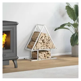 vidaXL Kaminholzregal Kaltgewalzter Stahl 50 x 25 x 60 cm Weiß
