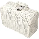 Dualoai Picknickkorb Aus Weide, Aufbewahrungsbox, Picknickkorb Aus Weide, Aufbewahrungskorb Aus Rattan für Camping, Hochzeit, Weiß, XL