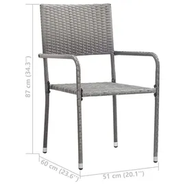 vidaXL Garten-Essgruppe 3-tlg. Grau