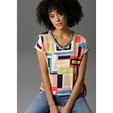 Aniston CASUAL ANISTON CASUAL, Damen, Gr. 36, bunt (schwarz, weiß, rosa, rot, blau, neongrün), Crêpe, Obermaterial: 97% Polyester, 3% Elasthan.