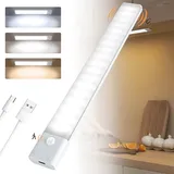 AiQInu Schrankleuchte mit Bewegungssensor, USB wiederaufladbare LED-Unterschrankleuchte, 30cm dimmbare Schrankleuchte mit Magnetstreifen-Aufkleber für Küche, Treppen, Korridore