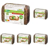Mestemacher Bio Unser Pures Haferbrot ohne Mehl und ohne Hefe, Nutri Score A, vegan, Ballaststoffreich, mit wertvollen Omega 3 Fettsäuren, Vollkornbrot Diabetiker geeignet, 5 Scheiben, 300g