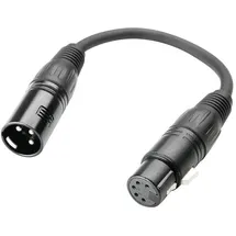 Adam Hall Cables 3 STAR DHM 0020 - DMX Adapter, 5-Pol XLR female auf 3-Pol XLR male, schwarz, 0,2m