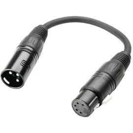 Adam Hall Cables 3 STAR DHM 0020 - DMX Adapter, 5-Pol XLR female auf 3-Pol XLR male, schwarz, 0,2m