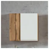 Lomadox - Bad Hängeschrank 2-türig In Wotan Eiche Nb. Mit Weiß Matt Vasto-03-white, B/h/t Ca. 65/64/20 Cm