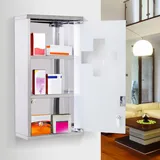 Medizinschrank, Erste-hilfe-kasten Aus Stahl Mit Glastür Und 2 Schlüsseln, 48 X 25 Cm