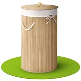 Juskys Bambus Wäschekorb Curly-Round – Natur
