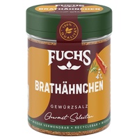 Fuchs Gourmet Selection Klassisch/Heimisch – Brathähnchen Gewürzsalz, nachfüllbares Hähnchen Gewürz, Salz zum Würzen von gebratenem Geflügel-Fleisch, vegan, 80 g