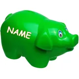 alles-meine.de GmbH 2 Stück große XL - Spardosen - Schwein - dunkel grün - inkl. Name - 19 cm groß - stabile Sparbüchsen aus Kunststoff/Plastik - Sparschwein - Glücksbringer ..