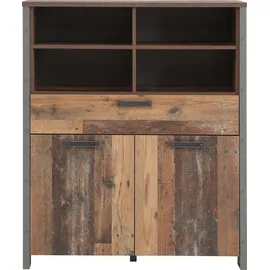 Forte Highboard 106 x 125,4 x 41,4 cm Beige / Braun / Grau