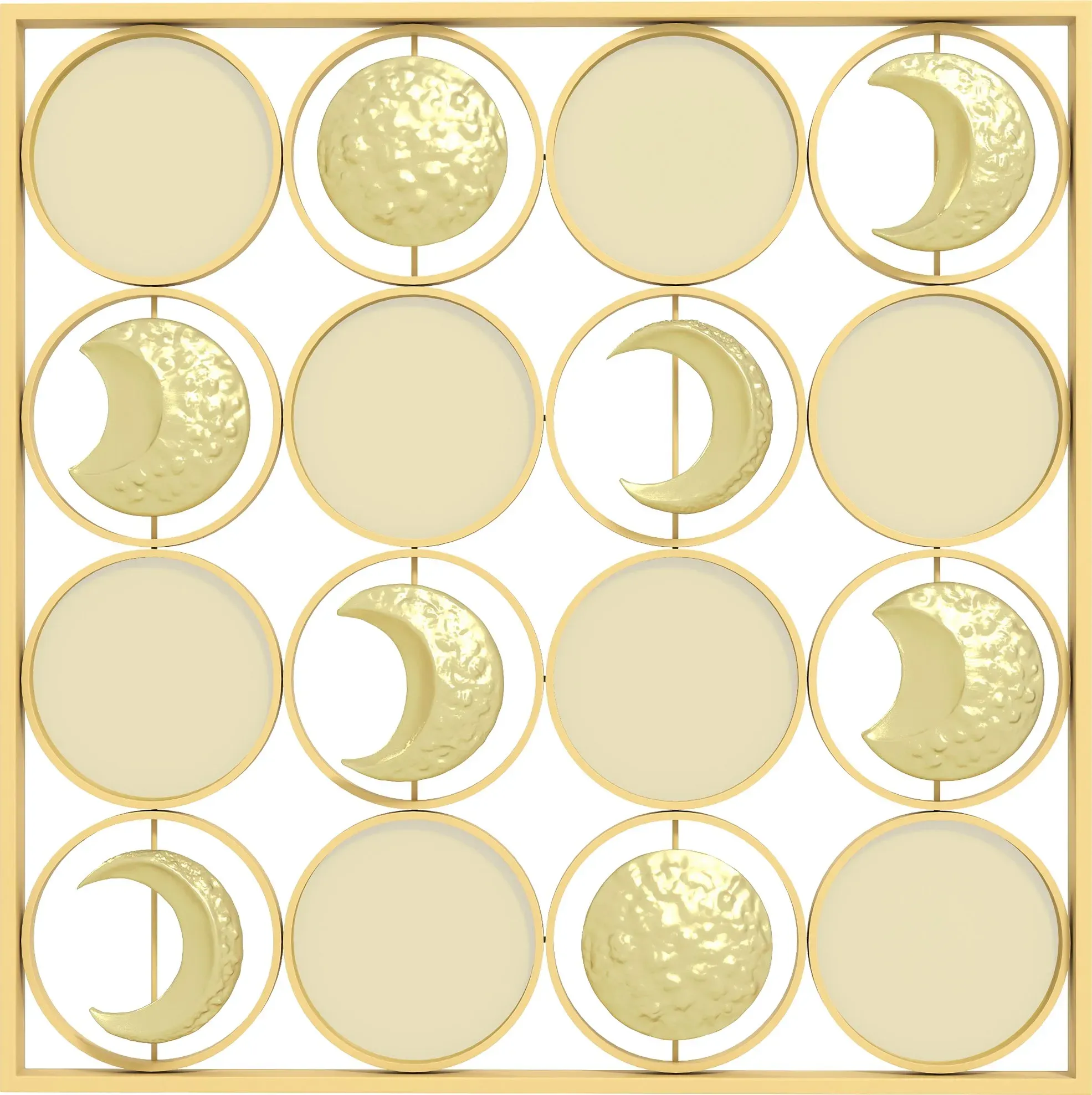 HOMCOM Metall-Wanddekoration Mondphasen, multidirektionales Metall-Wandornament mit 16 Scheiben, für Wohnzimmer, Schlafzimmer, Flur, Gold   Aosom