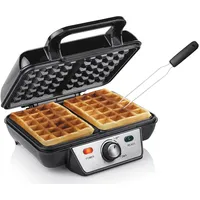 Tristar Waffeleisen, 1000 W, 2 dicke Belgische & Brüsseler Waffeln gleichzeitig Doppel Wafflemaker schwarz