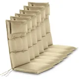 Aspero Hochlehnerauflage 6 Hochlehner Stuhlauflagen Sitzpolster, (Set), Wasserdicht beige|grau
