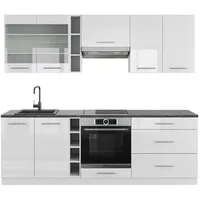 Vicco Fame-Line Küchenzeile Weiß Hochglanz/Weiß 235 cm ohne Arbeitsplatte