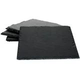 MamboCat Servierplatte 4er Set Schieferplatte 17x17 cm - 23464639, Schiefer schwarz