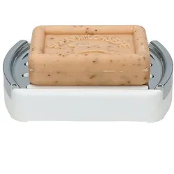 2tlg Geschenkset MARTA weiß - 1x Kunststoff-Seifenschale weiß 24190 & 1x Küchenseife aus Schafsmilch 100250