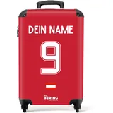 NoBoringSuitcases.com Handgepäck Koffer, Koffer Personalisiert, Reisekoffer, Reisetasche mit Rollen, Koffer Handgepäck, Trolley Handgepäck 55x40x20 cm (EM 2024 - Heimtrikot Österreich - Rot)