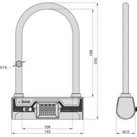 BASI Bügelschloss mit vierstelligem Zahlencode | Kratzschutz | 6990-0317