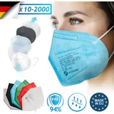 Virshields® FFP2 Mundschutz Maske - PFE 94%, EN 149:2001+A1:2009, 5 Lagen, 10-2000 Stück, Filtrierend,  EU, Farbwahl - Halbmaske, Atemschutzmaske... - Blau