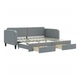 vidaXL Tagesbett Ausziehbar mit Schubladen Hellgrau 90x200 cm Stoff